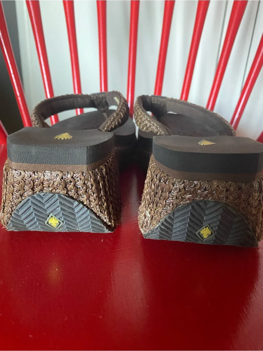 Volatile Brown Woven Platform Flip Flops
